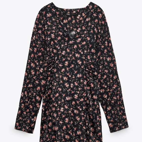 NWT Zara Long Sleeve Floral Print Mini Dress - Picture 7 of 11